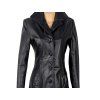 KOŽENÝ dámský dlouhý černý kabát S