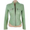 KOŽENÁ dámská zelenkavá bunda na zip LIPSTICK S
