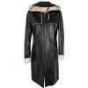 KOŽENÝ dámský černý kabát s kapucí COLLINA L