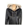KOŽENÝ dámský černý kabát s kapucí COLLINA L