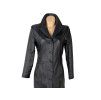 KOŽENÝ dámský dlouhý černý kabát CLOCKHOUSE S