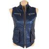 KOŽENÁ dámská modrá metalická vesta na zip Maddox M