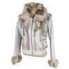 KOŽENÁ dámská bílá bunda s pravou kožešinou Excelled M