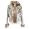 KOŽENÁ dámská bílá bunda s pravou kožešinou Excelled M