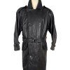 KOŽENÝ pánský černý kabát s páskem Maddox 52