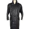 KOŽENÝ pánský černý kabát s páskem Maddox 52