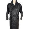 KOŽENÝ pánský černý kabát s páskem Maddox 52