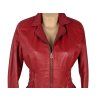 KOŽENÁ dámská červená bunda na zip M