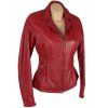 KOŽENÁ dámská červená bunda na zip M