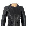 KOŽENÁ dámská černá prošívaná bunda na zip MANGO XS, S