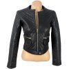 KOŽENÁ dámská černá prošívaná bunda na zip MANGO XS, S