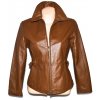 KOŽENÁ dámská hnědá měkká bunda na zip S/M