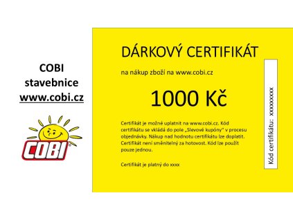 COBI darkovy certifikat 1000 vzor