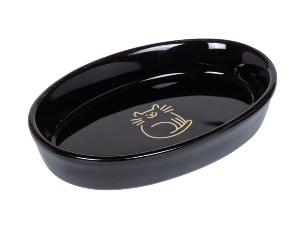 Nobby GOLDEN CAT oválná keramická miska černá se zlatým vzorem  17x11x2,5cm/0,12l + 3% SLEVA se Slevovým kupónem: bonus - Cocowoods.cz