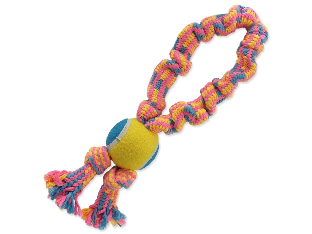Câine Fantasy jucărie de remorcher cu minge de tenis, model colorat 2, 2 fitil 32cm