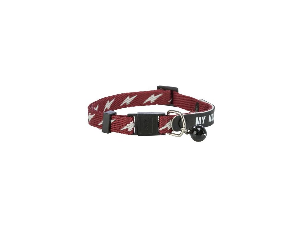 Cat collar with address tag, red