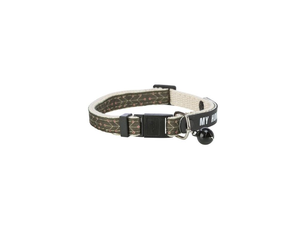 Cat collar with address tag, olive