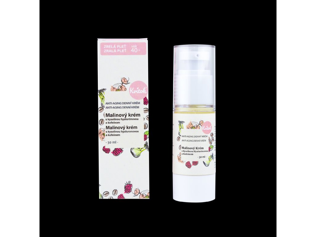 Kvitok Tägliche Himbeercreme für reife Haut 40+ 30 ml – mit Vitamin E und Koffein