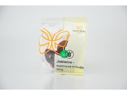 Jablečno - malinové kroužky bez lepku - Natural 50g  + Při koupi 12 a více kusů 3% Sleva