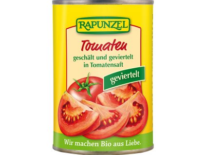 Bio rajčata loupaná čtvrcená RAPUNZEL 400 g  + Při koupi 12 a více kusů 3% Sleva