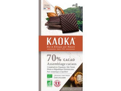 Bio hořká čokoláda 70% KAOKA 100 g + Při koupi 12 a více kusů 3% Sleva