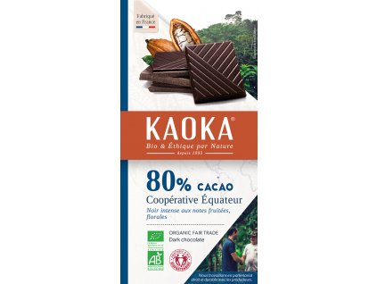 Bio hořká čokoláda 80% Ekvádor KAOKA 100 g  + Při koupi 12 a více kusů 3% Sleva
