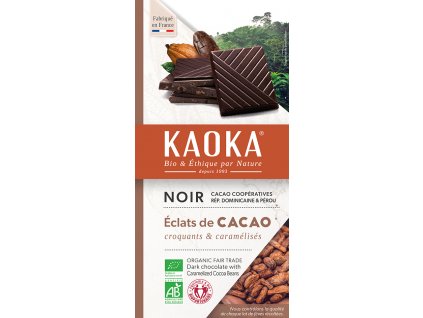 Bio hořká čokoláda s kousky kakaa KAOKA 100 g  + Při koupi 12 a více kusů 3% Sleva