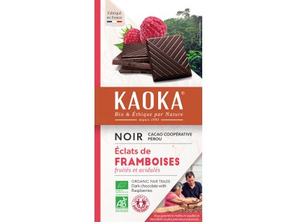 Bio hořká čokoláda s malinami KAOKA 100 g  + Při koupi 12 a více kusů 3% Sleva