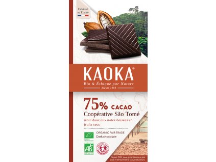 Bio hořká čokoláda 75% São Tomé KAOKA 100 g  + Při koupi 12 a více kusů 3% Sleva