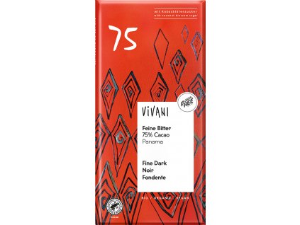 Bio Zartbitterschokolade 75% mit Kokosblütenzucker VIVANI 80 g  + Při koupi 12 a více kusů 3% Sleva