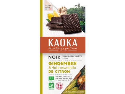 Bio hořká čokoláda citrón-zázvor KAOKA 100 g  + Při koupi 12 a více kusů 3% Sleva