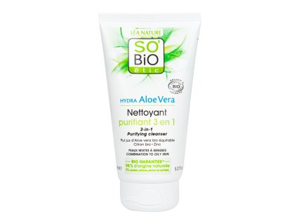 Gél čistiaci 3v1 Aloe vera pre zmiešanú až mastnú pleť 150 ml BIO SO'BiO étic