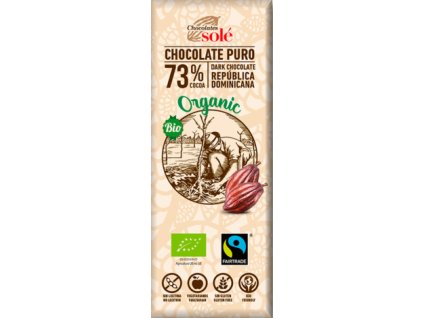 Bio hořká čokoláda 73% SOLÉ 25 g  + Při koupi 12 a více kusů 3% Sleva