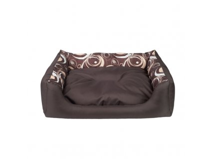 Argi rectangular dog bed with pillow - brown with pattern - 78 x 64 x 19 cm