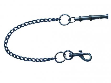 Metal whistle with chain and carabiner 6 cm