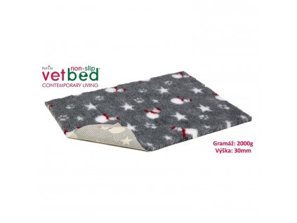 Vetbed protiskluz/Drybed Šedý hvězda s packou role 10 x 1,5 m, vlas 30 mm