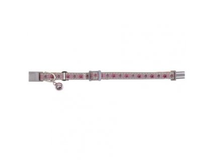 Reflective collar for kittens with bell, gray/pink with flower