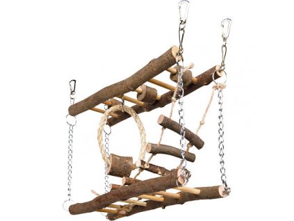 Natural Living Holz-Doppelbrücke für Mäuse, Hamster 27 x 17 x 7 cm