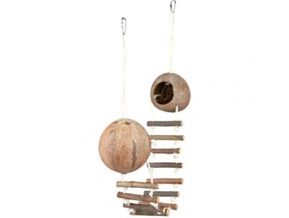 Case de cocos pentru hamsteri legate printr-o scara 2x13 x 100 cm