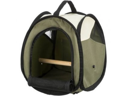 Transportní taška s bidýlkem pro ptáky tmavě 27x32x27 cm olivová