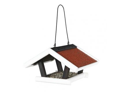 NATURA outdoor bird feeder, black-white with red roof30x18x28
