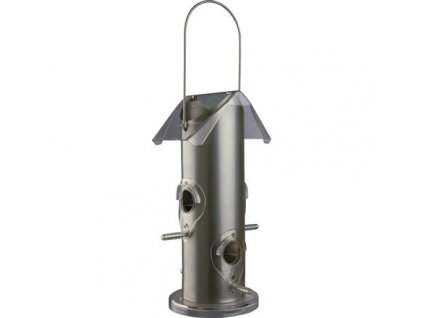 Garden bird feeder, 4 holes 14x25x14 cm metal silver
