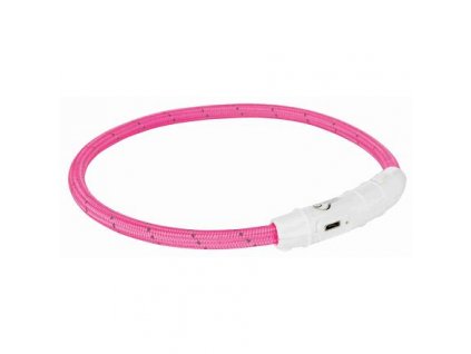 Svítící kroužek USB na krk, růžový (RP 2,10 Kč) (Velikost svítícího kroužku M-L: 45 cm/ ø 7 mm)