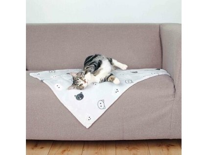 Plush blanket MIMI 70 x 50 cm gray with cat heads