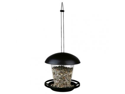 Garden hanging plastic tube feeder with roof 900ml/17cm