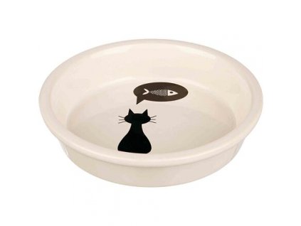 Ceramic bowl with black cat, with white rim 0.25 l/13 cm
