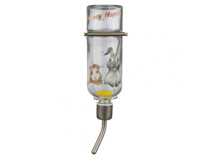 Skleněná napáječka Honey & Hopper s kovovým pítkem (Objem skleněné napáječky 250 ml, např. morče, zakrslý králíček)