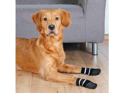 Protiskluzové ponožky černé, 2 ks pro psy bavlna/lycra