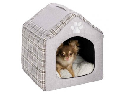 SILAS bouncy house with pillow, 40 x 45 x 40 cm, woven fabric/polyester, grey/cream