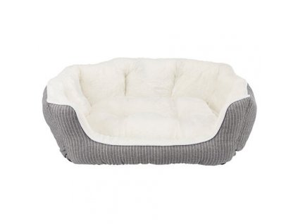 Oval bed DAVIN with plush, gray/cream